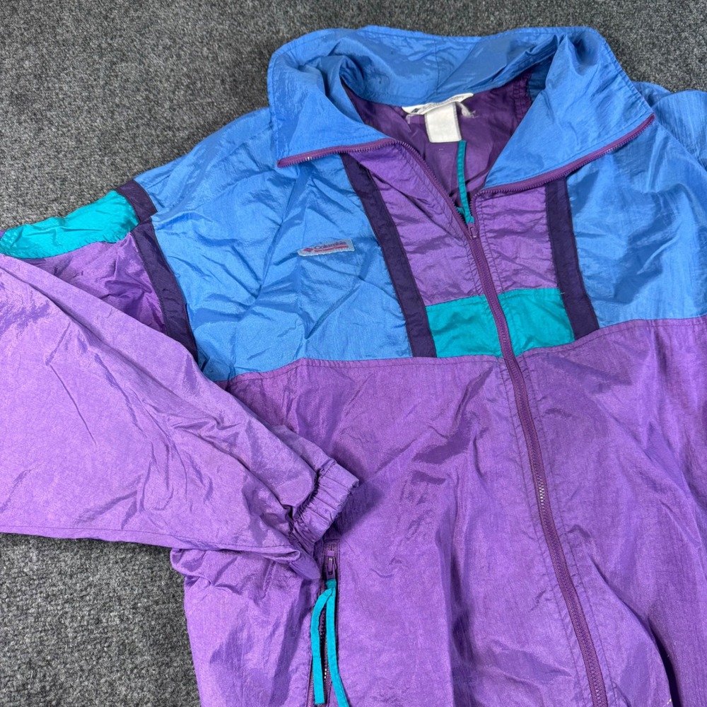Vintage Columbia Sportswear 90s Colorblock Windbreaker Purple Blue Teal Jacket